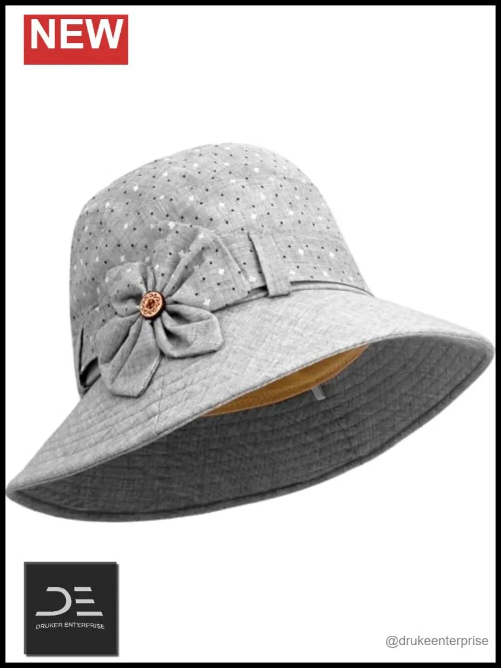 Vintage Bucket Hat with Star Print Adjustable